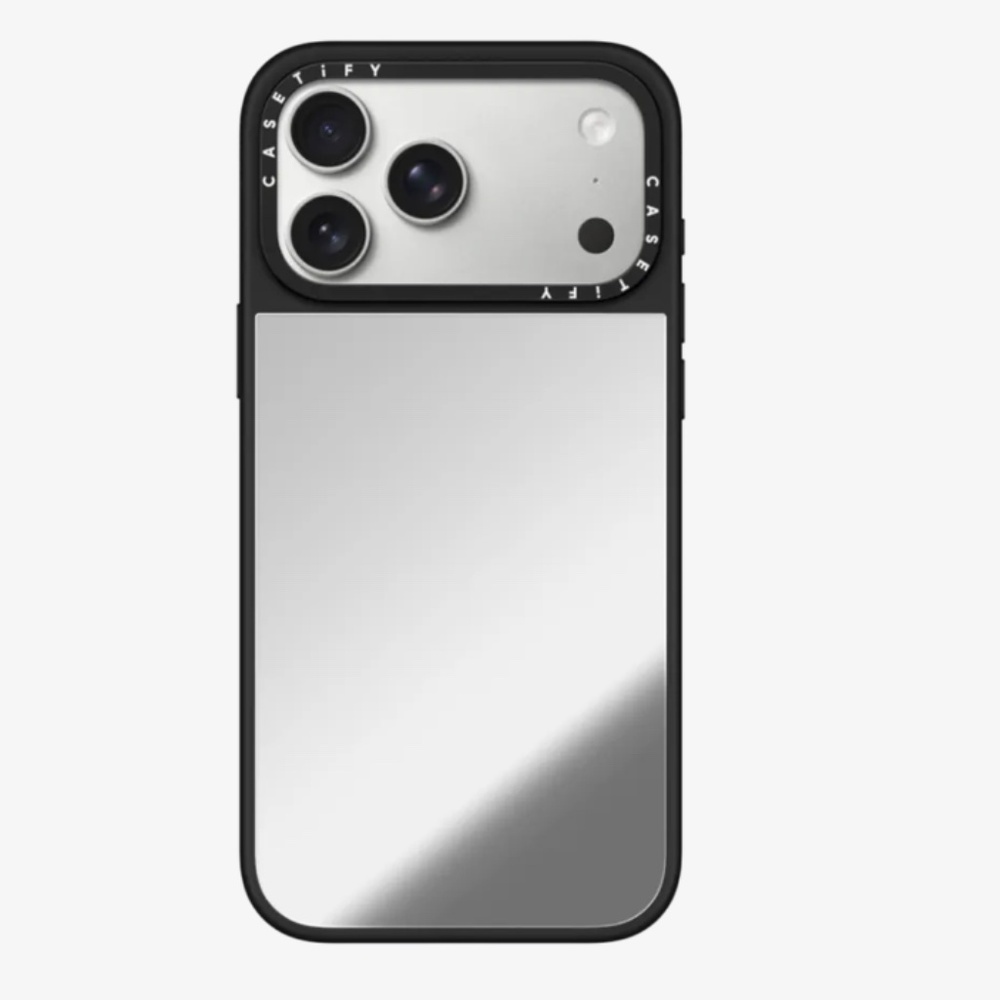 Casetify Reflective Silver Mirror Phone Case with Black Trim new